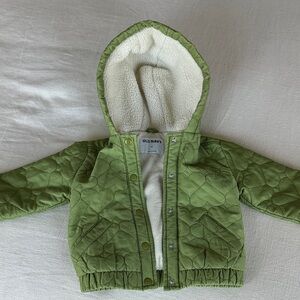 Old Navy Olive Quilted Jacket with Fleece Lining
